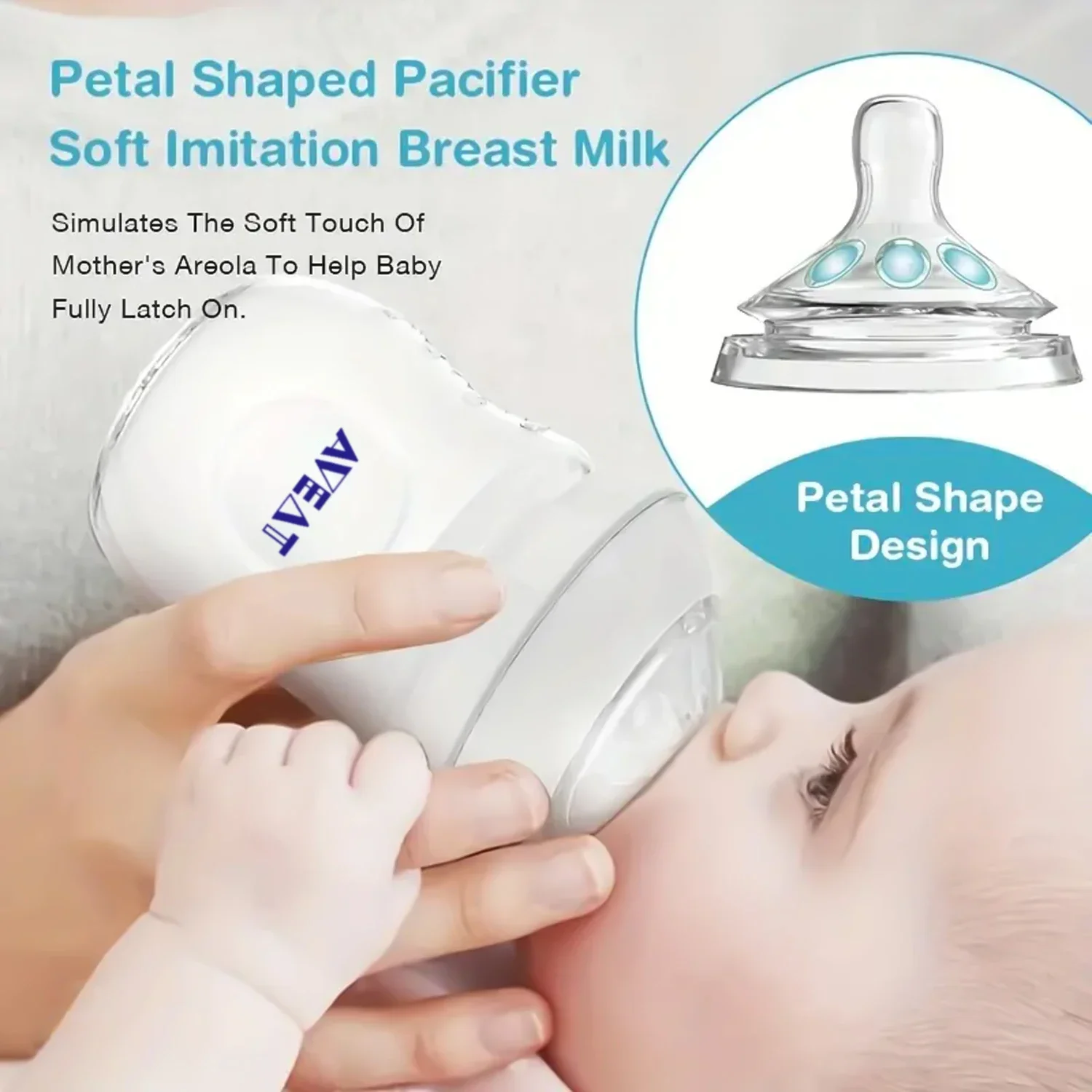 1PCS 150/250 ml baby petal-shaped pacifier feeding bottle, 5.5 cm caliber, PP bottle, drop resistant - Image 3